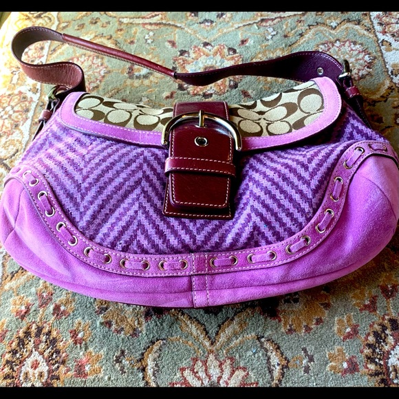 Coach Bags Coach Bag Purple Herringbone Flap 2 X 7 X 3 Tags Still